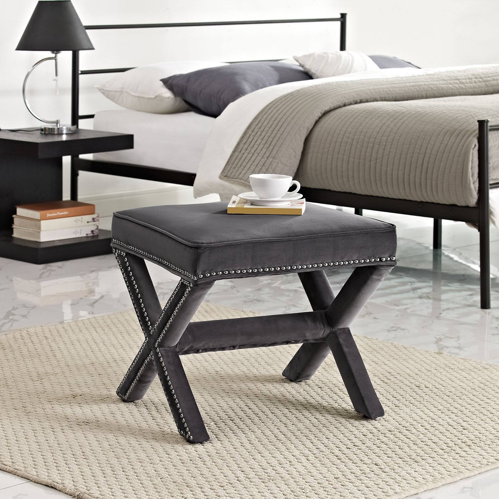 Left. Modway - Rivet Bench by Modway - EEI-2324-GRY.