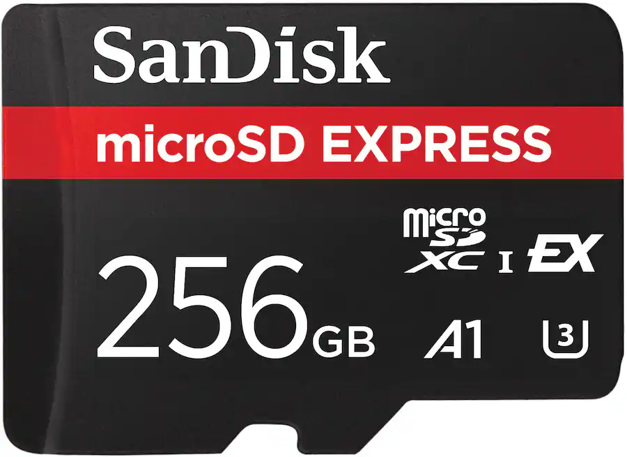 SanDisk Express 256GB microSD PCIe NVMe UHS I Memory Card