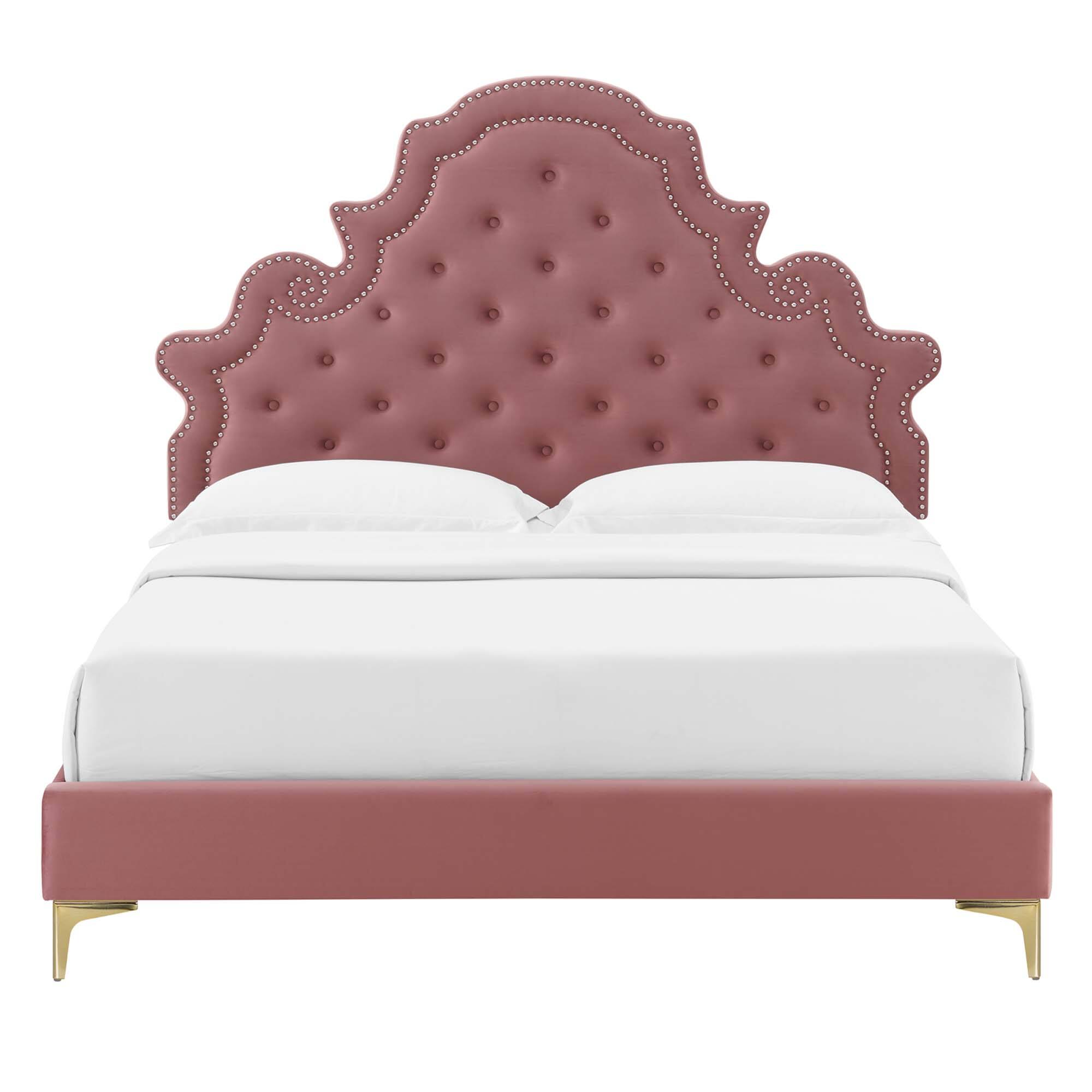Alt View 5. Modway - Current Performance Velvet Queen Platform Bed - White.