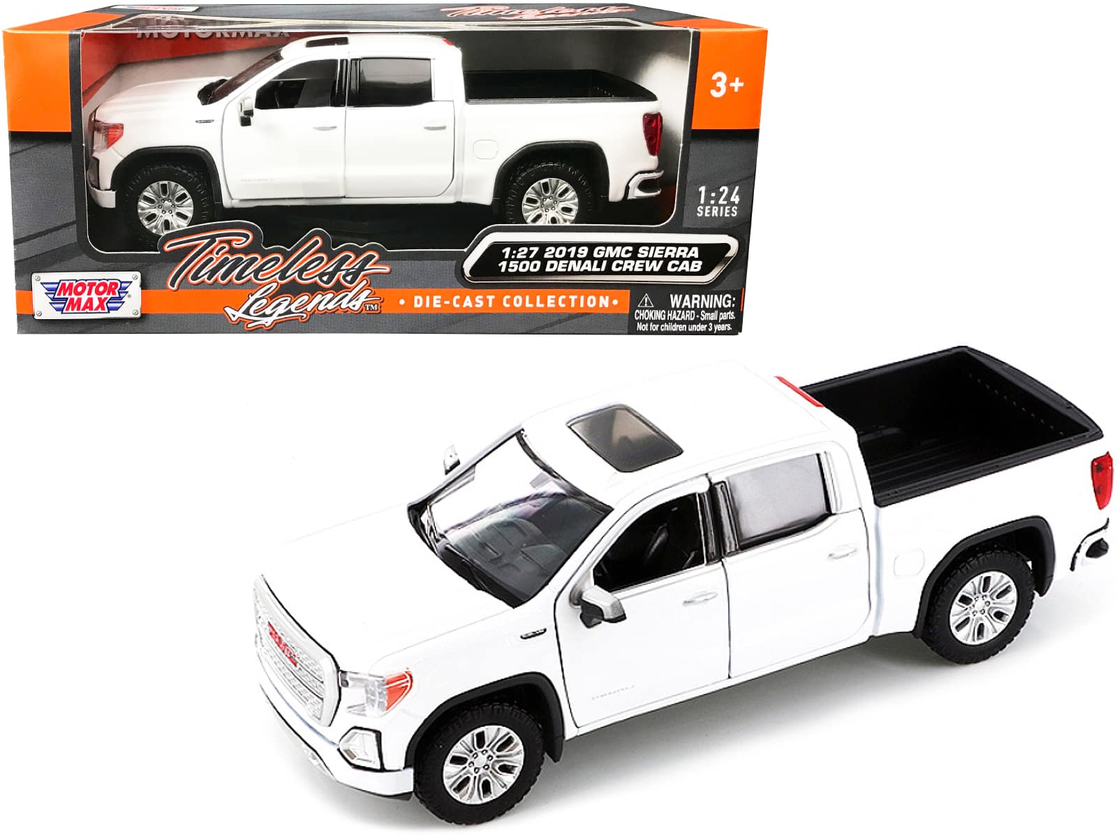 "2019 GMC Sierra 1500 Denali Crew Cab Pickup Truck with Sunroof White ""Timeless Legends"" 1/24-1/27 Model Car by Motormax" price history on PriceWatchPro