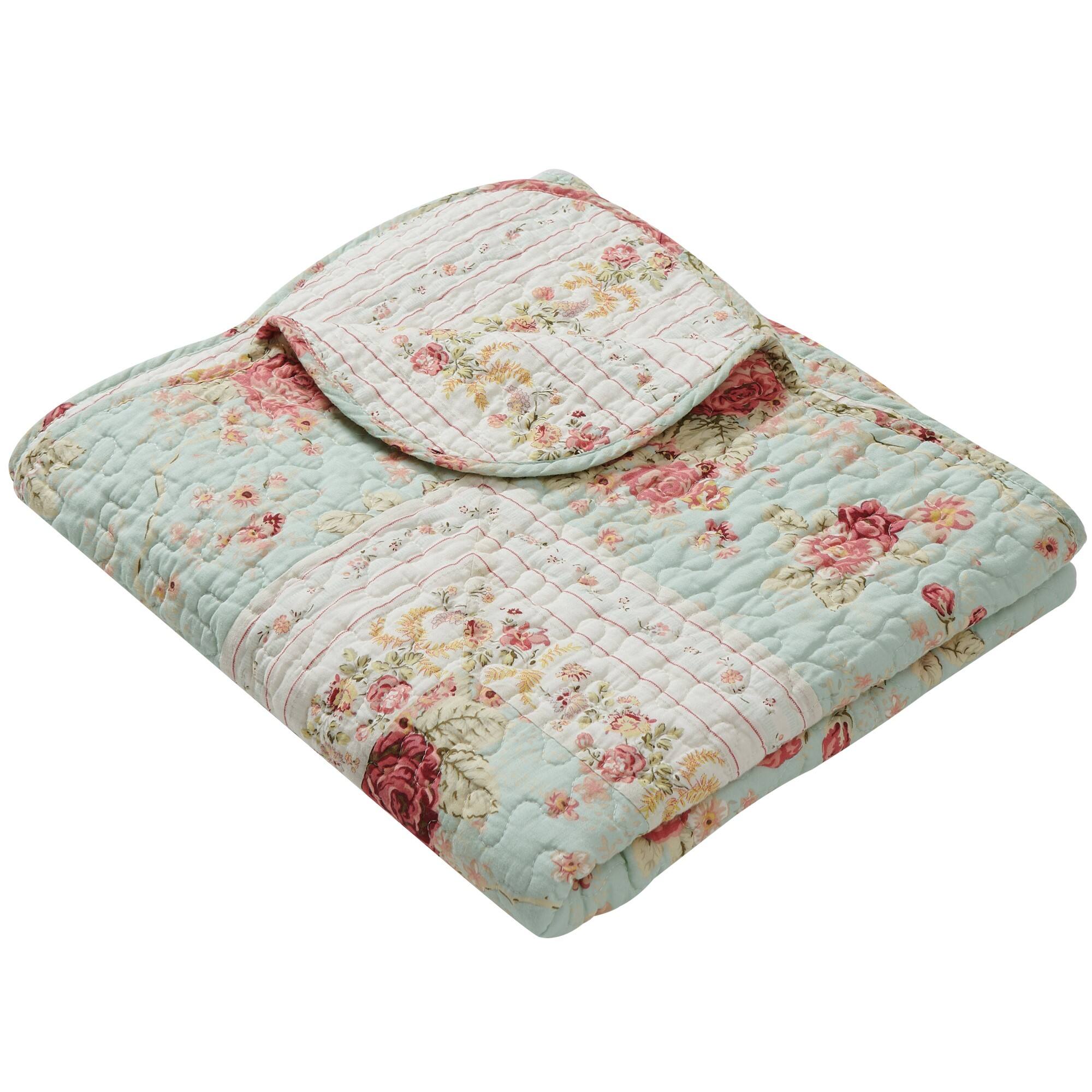 Angle. BreeBe - Antique Rose Blue Throw - Blue.