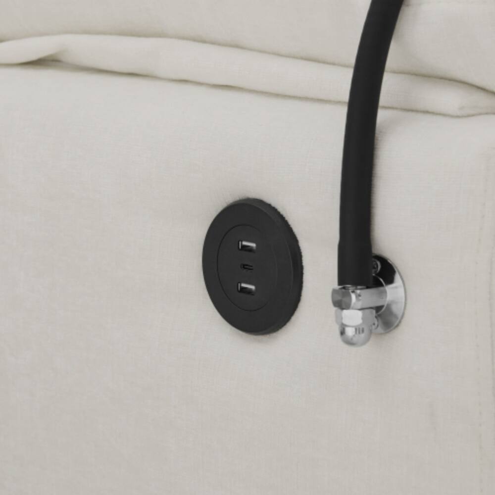 Alt View 2. LUCKY ONE - Double Sofa Recliner w/ Manual Adjustable Backrest USB Port Phone Stand Storage Ottoman - Beige.