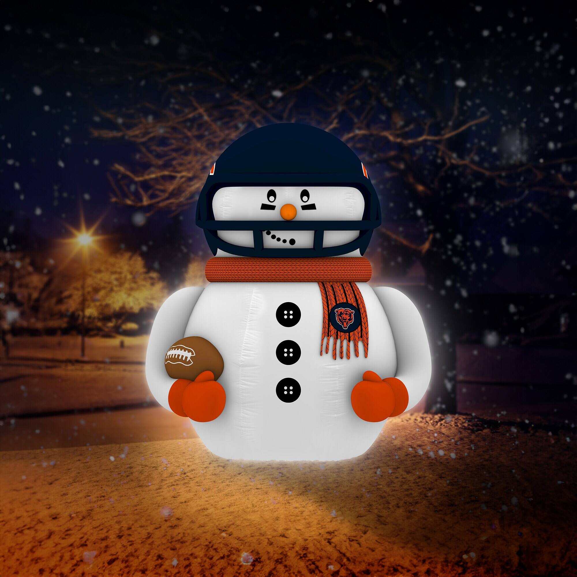 Alt View 3. Sporticulture - Chicago Bears 7' Inflatable Snowman Player - Blue.