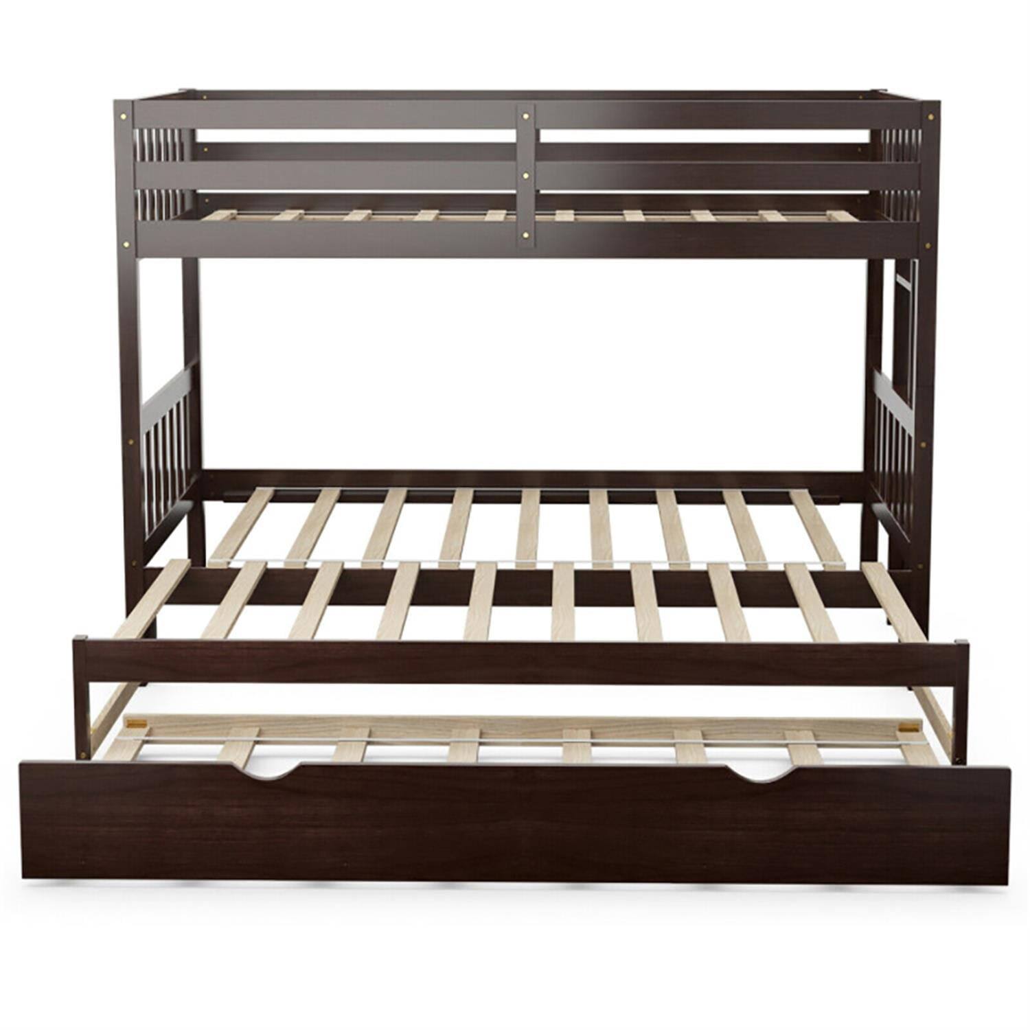 Pefilos Twin Pull Out Bunk Beds with Ladder in the Steps and a Trundle ...