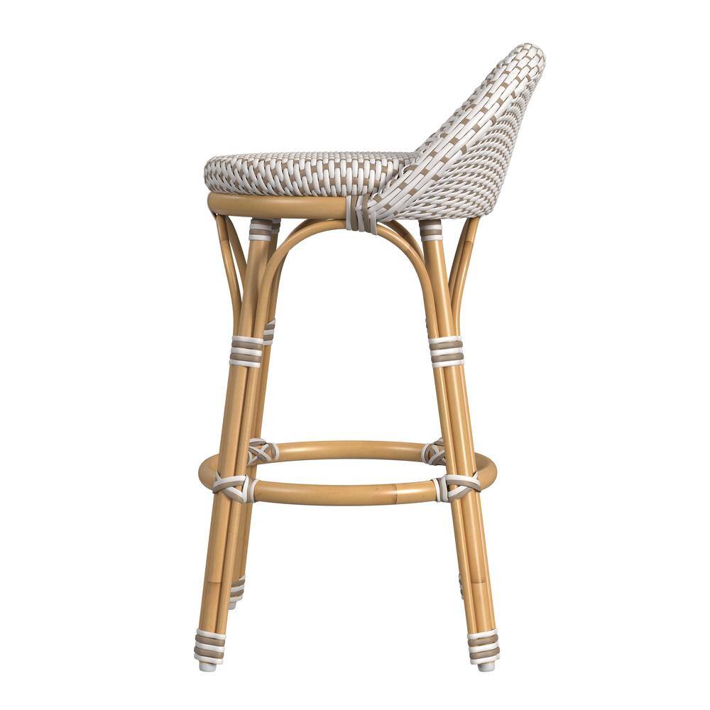 Back. Butler Specialty - Tobias 24 in. Seat Height Outdoor Rattan and Metal Low Back Counter Stool - Beige And White.