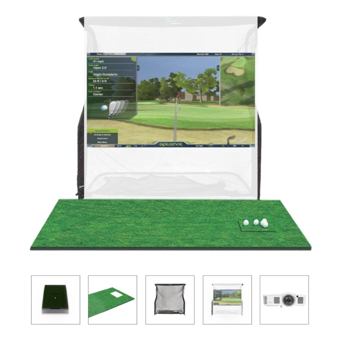Front. OptiShot - Optishot2 Golf In a Box 3 - Golf Simulator (Includes projector, screen, infared sensor, mat, & net) - Multicolor.