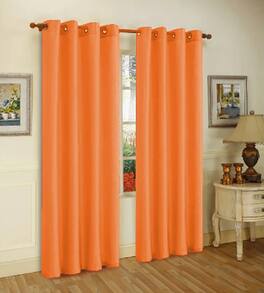 J&V TEXTILES - 2 Panels Solid Grommet Faux Silk Window Curtain Drapes Treatment 58" Wide and 84" Length - 2-MIRA ORANGE