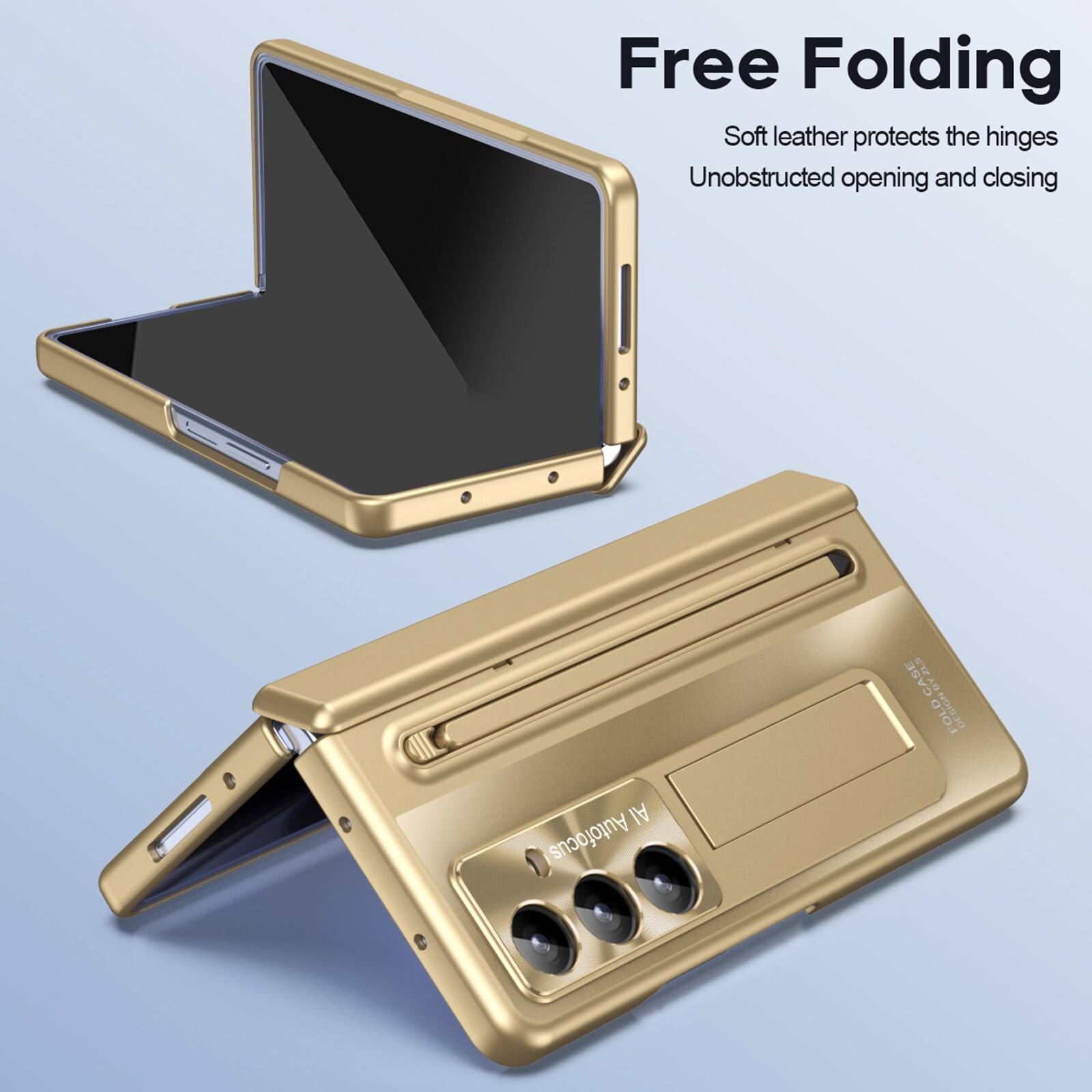 Free Folding  
Soft leather protects the hinges  
Unobstructed opening and closing