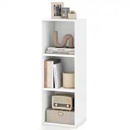 Costway - 1 PCS 3-Cube Modern Bookcase with Anti-Tipping Kits, Freestanding Cubby Storage Organizer - White 3-cube