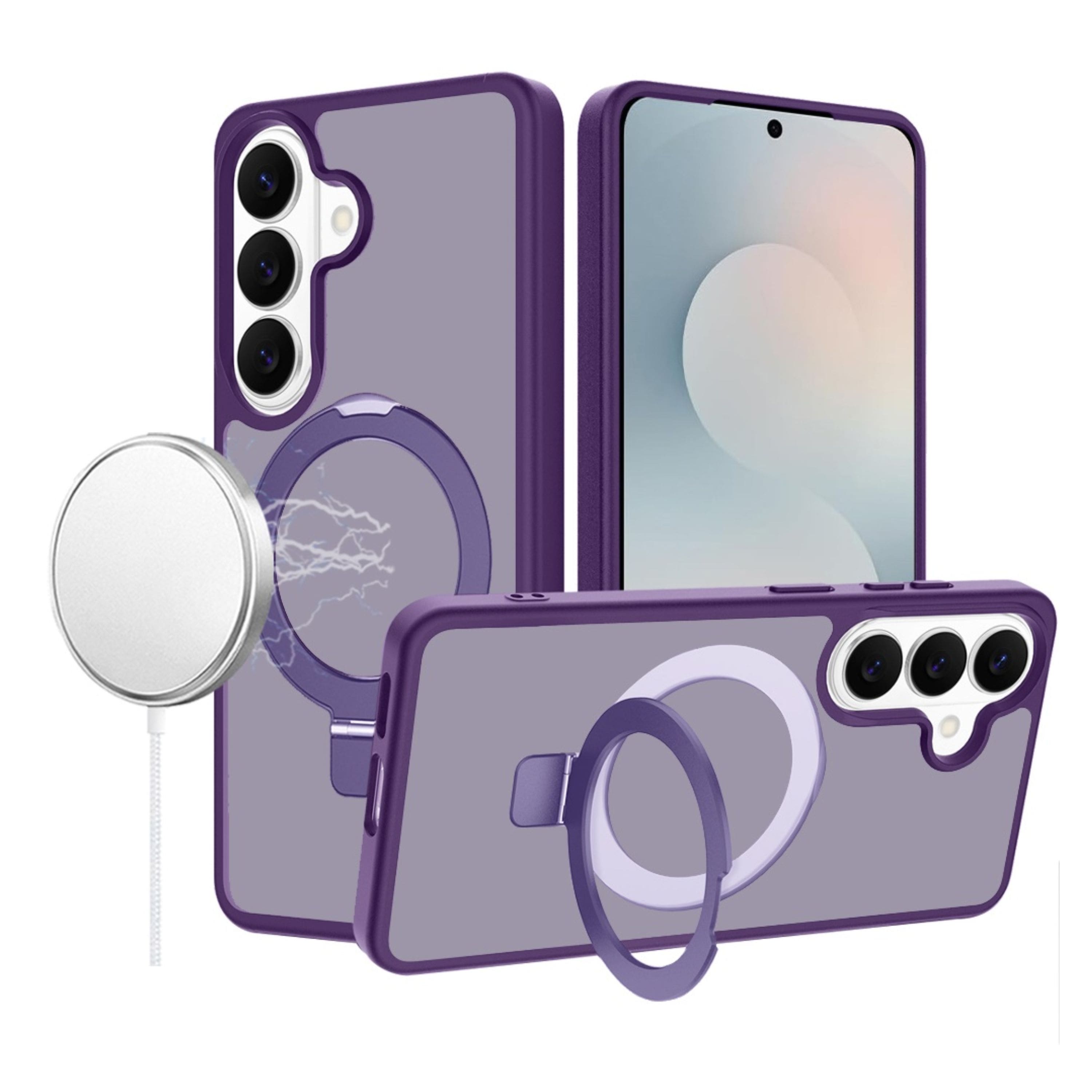 Kitcheniva - Rugged Metal Circle Ring Stand Phone Case With Tempered Glass For Samsung Galaxy S26+ - Dark Purple price history on PriceWatchPro