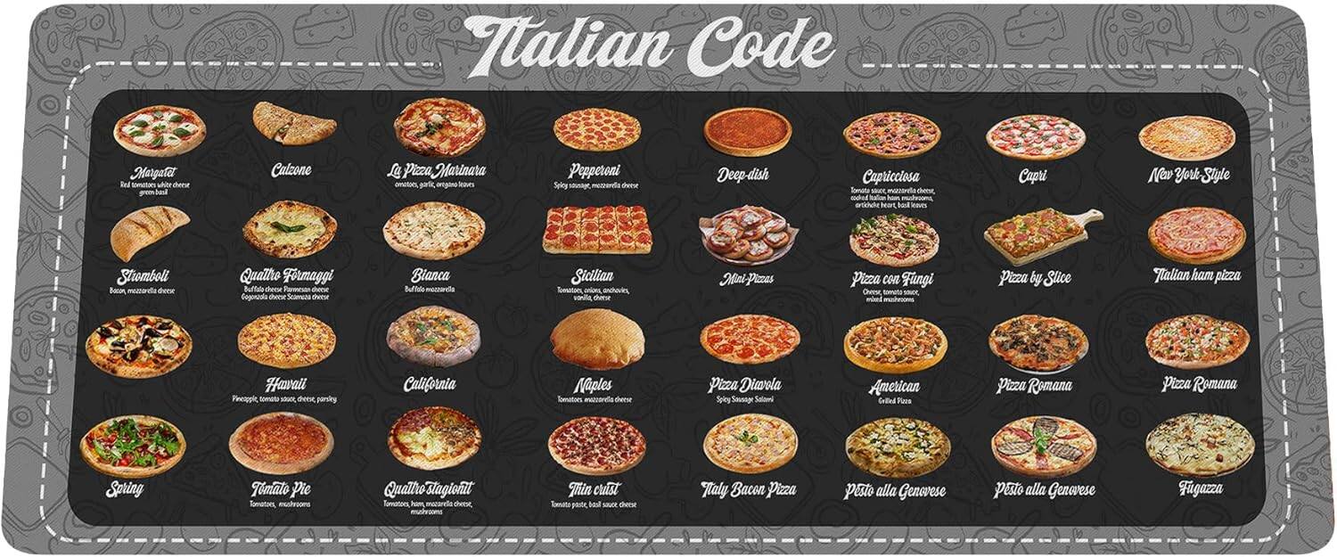 Designfullprint - Italian Pizza Code Desk Mat – Large Gaming Mouse Pad for Programmers, Chefs & Pizza Lovers - Multicolor