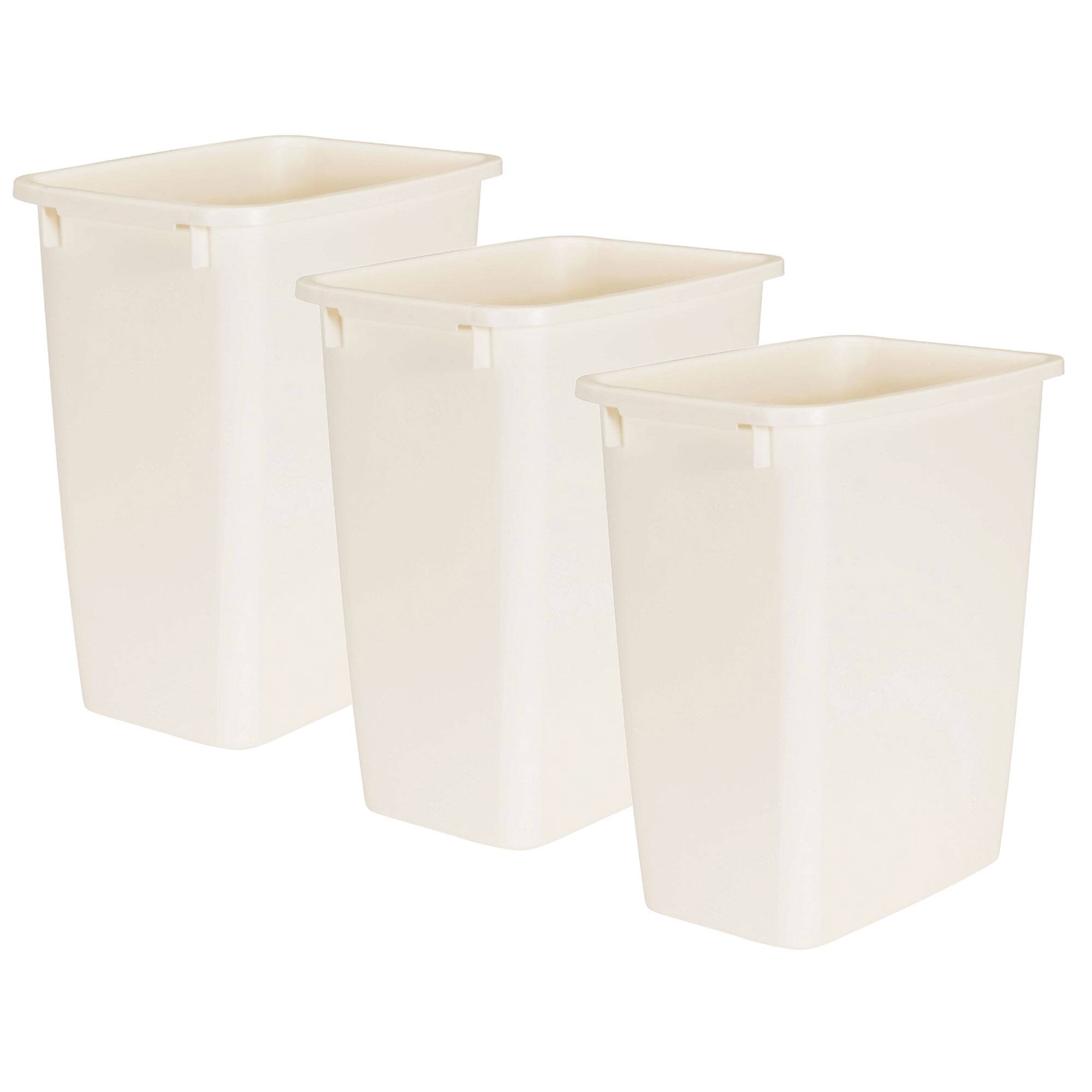 Front. RubberMaid - Rubbermaid 21 Quart Rectangular Kitchen Wastebasket Trash Can, Bisque (3 Pack) - Beige.
