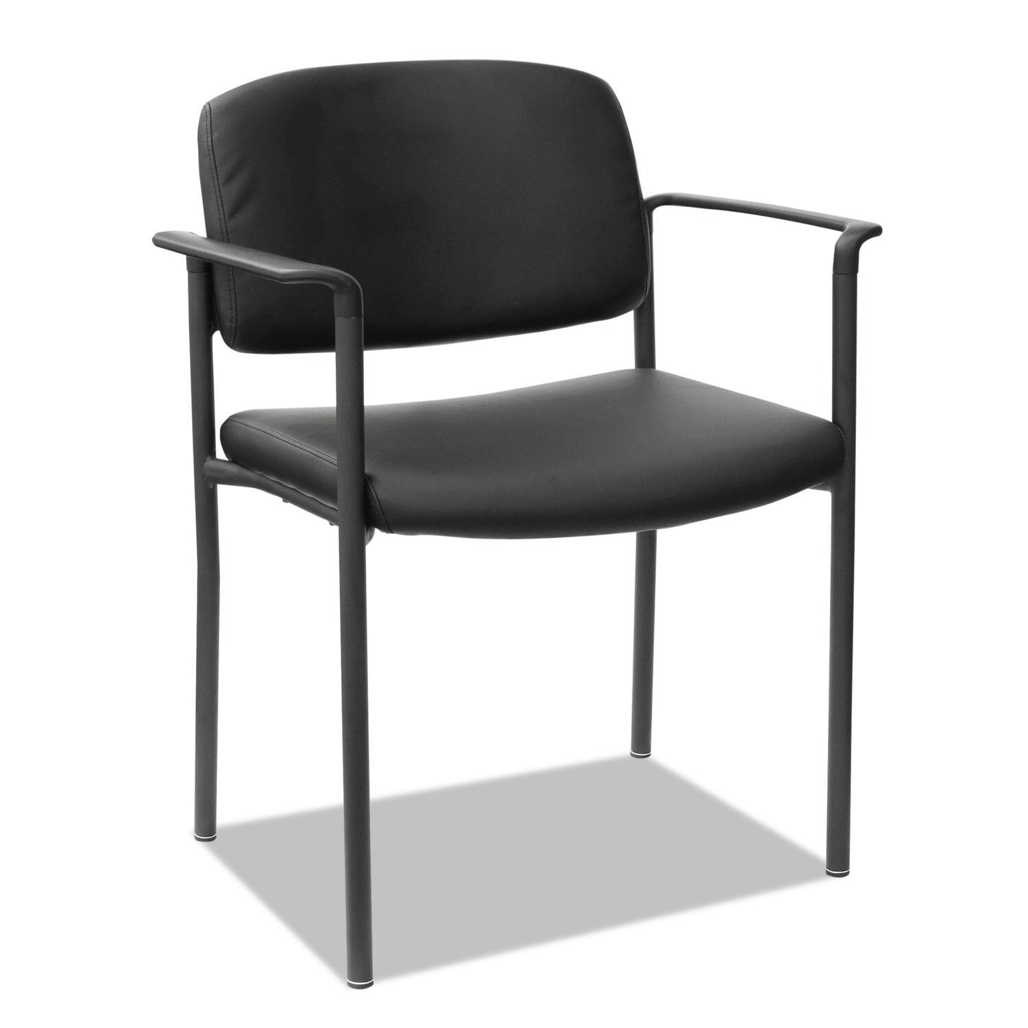Front. Alera - Sorrento Series Ultra-Cushioned Stacking Guest Chair, 25.59" x 24.01" x 33.85", Black, 2/Carton - Black.