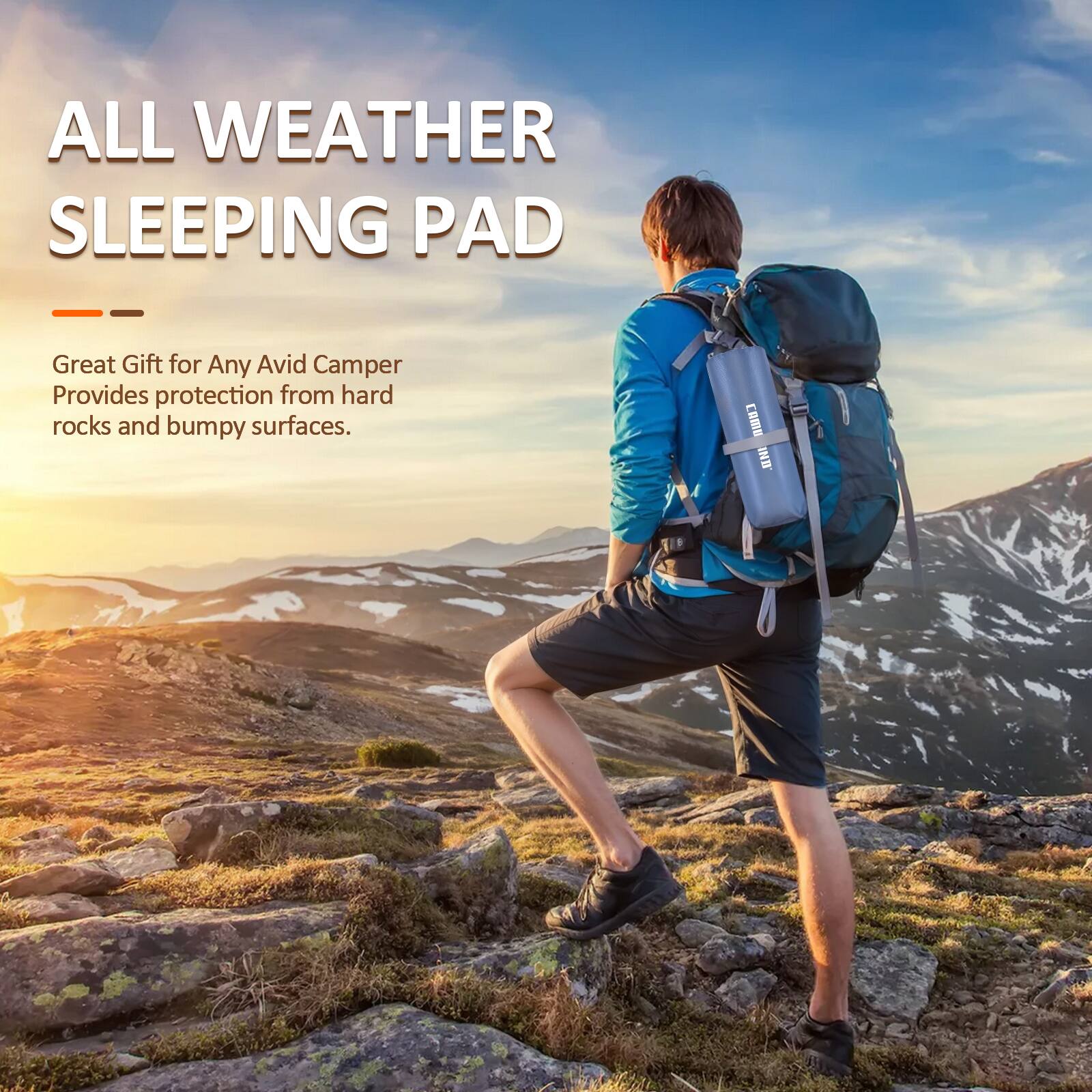 ALL WEATHER SLEEPING PAD

Great Gift for Any Avid Camper  
Provides protection from hard rocks and bumpy surfaces.