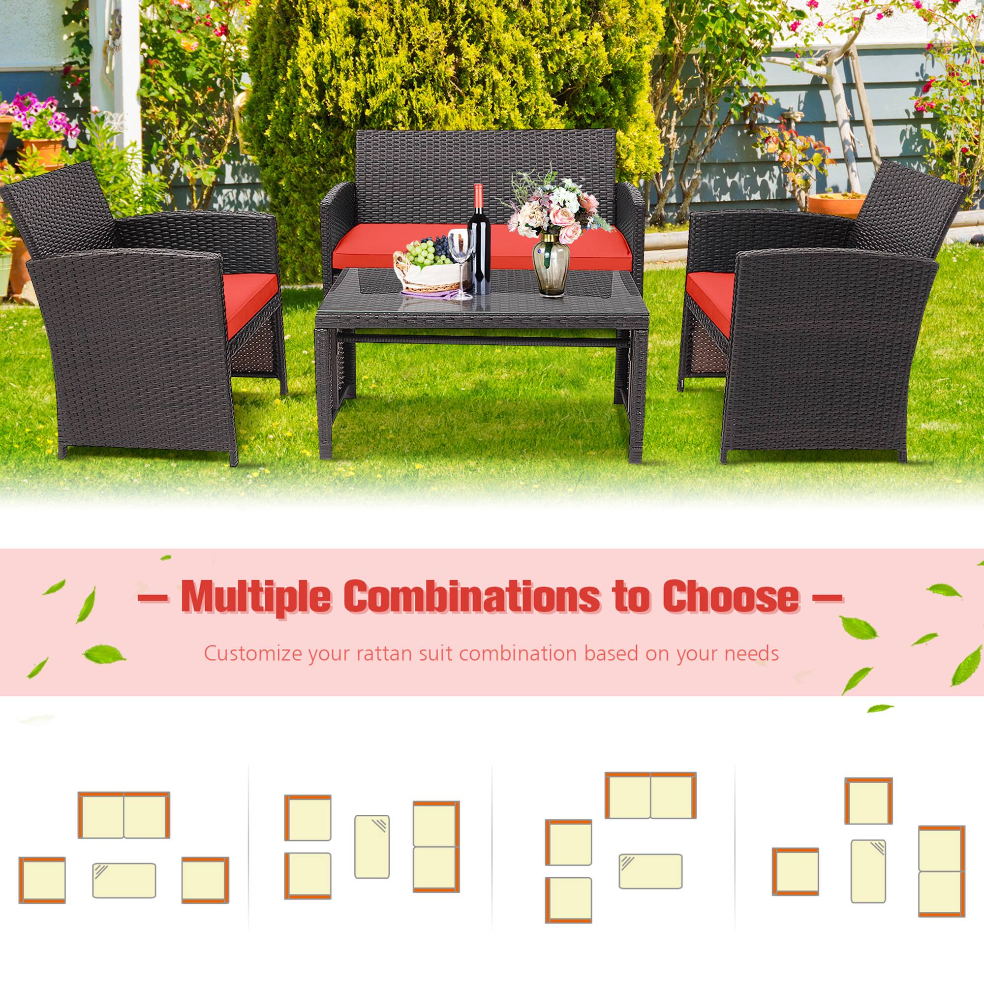 Multiple Combinations to Choose  
Customize your rattan suit combination based on your needs