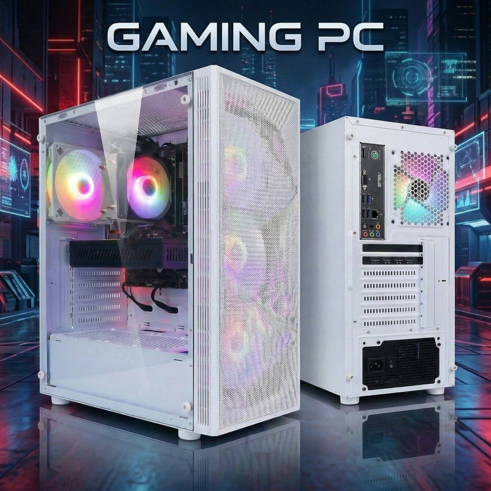Left. STGAubron - STGAubron Gaming PC Desktop Computer, AMD Ryzen 7 5700X up to 4.6GHz, GeForce RTX 3060 12G, 16GB DDR4, 1TB SSD, WIN11H - White.