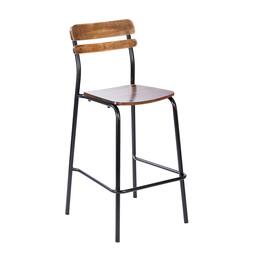 Flash Furniture - Cyprus Commercial Grade Solid Wood Bar Stool with Black Metal Frame and Antique Copper Finish - Brown