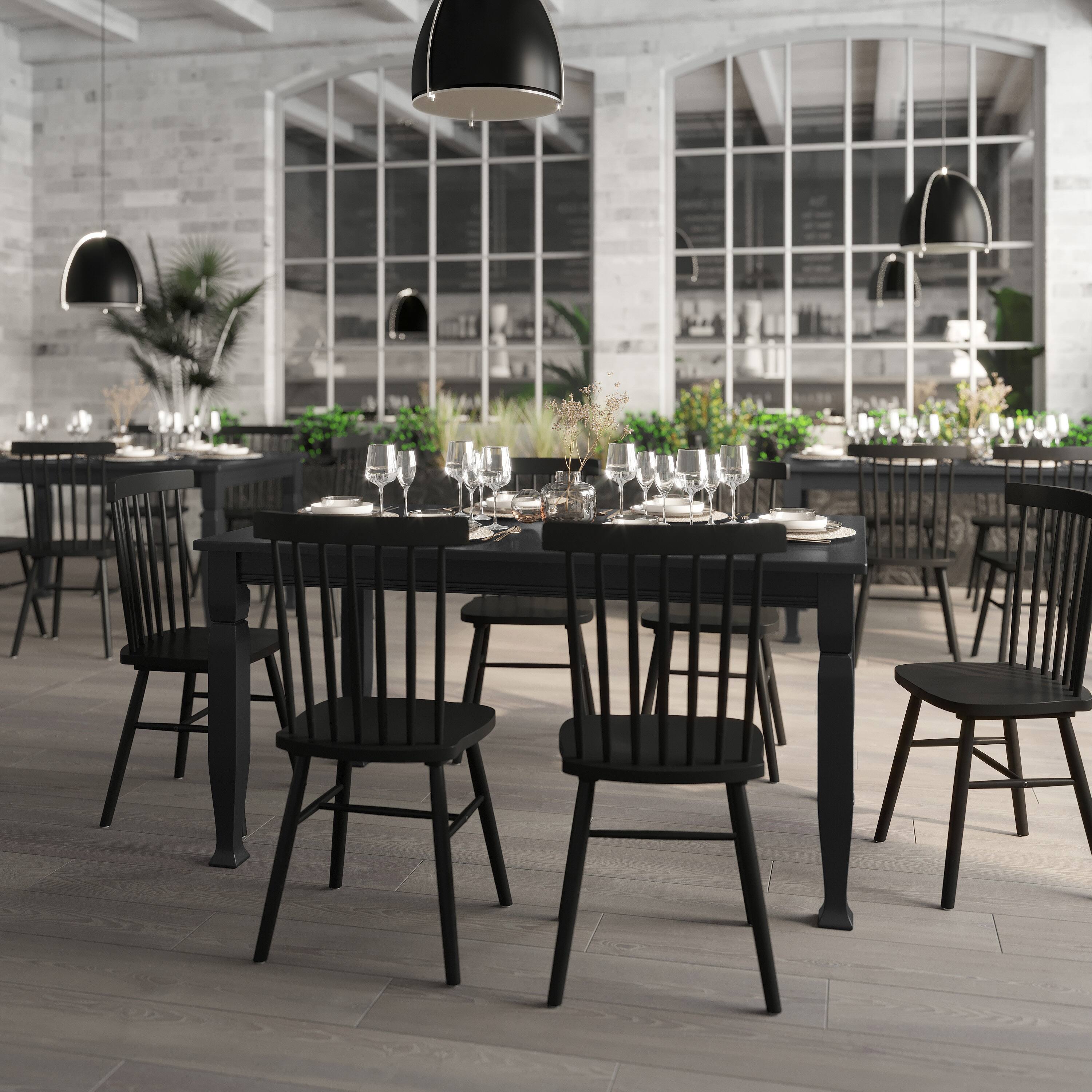 Alt View 3. Flash Furniture - Grace 60" Solid Wood Dining Table with Turned Wooden Legs, Commercial Grade Heavy Duty Rectangle Wood Table for 6, Black - Black.