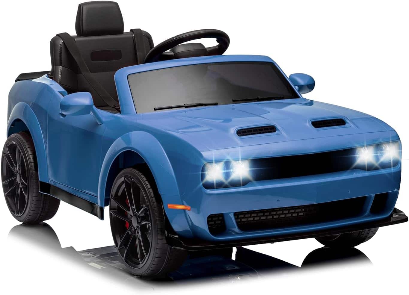Homhougo - 12V Kids Car, Licensed Dodge Challenger Electric Car for Kids, Battery-Powered Toy Car with Remote Control