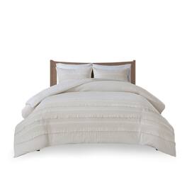 Gracie Mills - Patrice Classic Comfort: 3-Piece Cotton Seersucker Comforter Ensemble - Ivory
