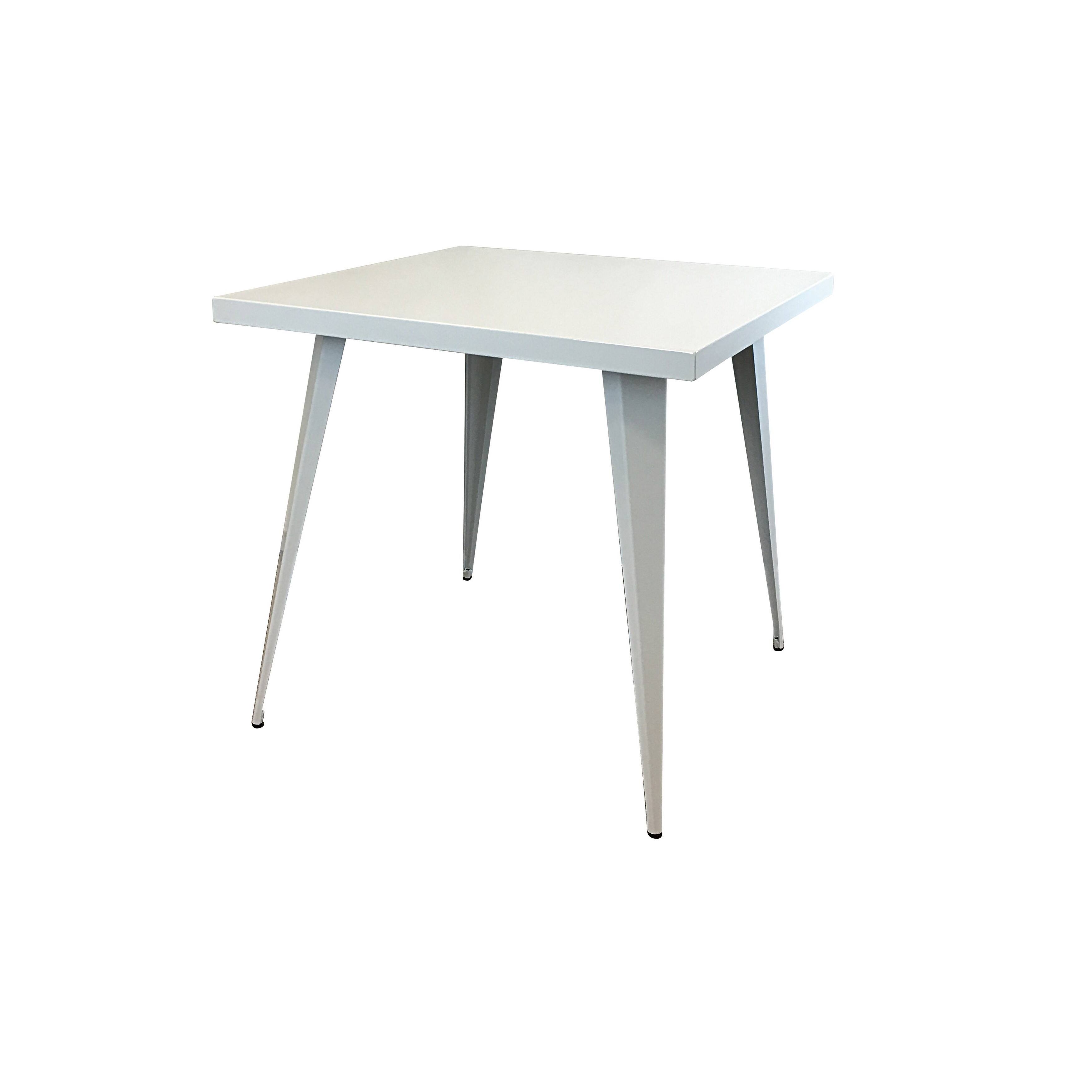 Front. Manhattan Lane - Oran 32 Inch Dining Table, Square Metal Top, Tapered Legs - White.