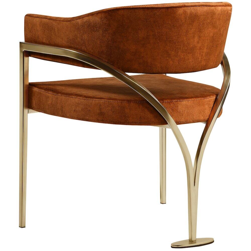 Alt View 1. Meridian Furniture - Madelyn Cognac Velvet Dining Chair, Set of 2 - Brown.