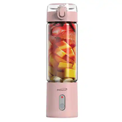 Front. Brentwood - Brentwood Rjb-100pk 50-watt 17-oz. Portable Battery-operated Usb-chargeable Glass Blender (pink) - pink.