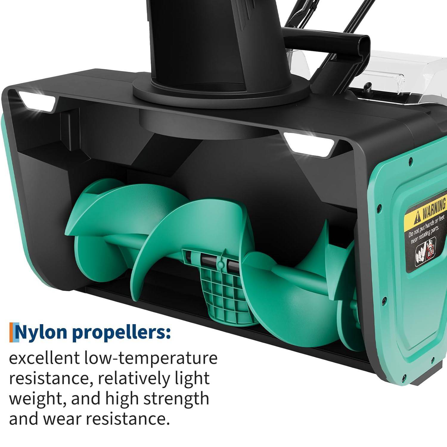 Nylon propellers:  
excellent low-temperature resistance, relatively light weight, and high strength and wear resistance.