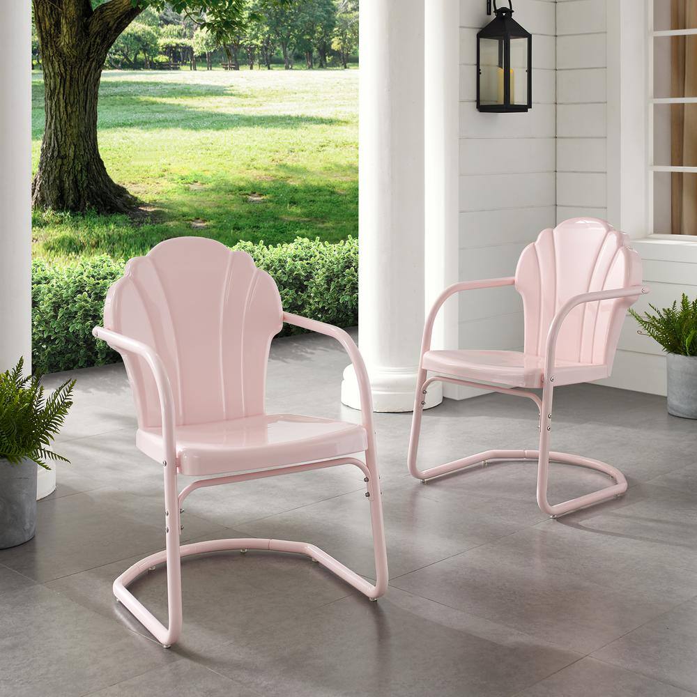 Alt View 7. Crosley Furniture - Tulip 2Pc Retro Outdoor Chair Set - 2 Chairs - Pastel Pink Gloss.