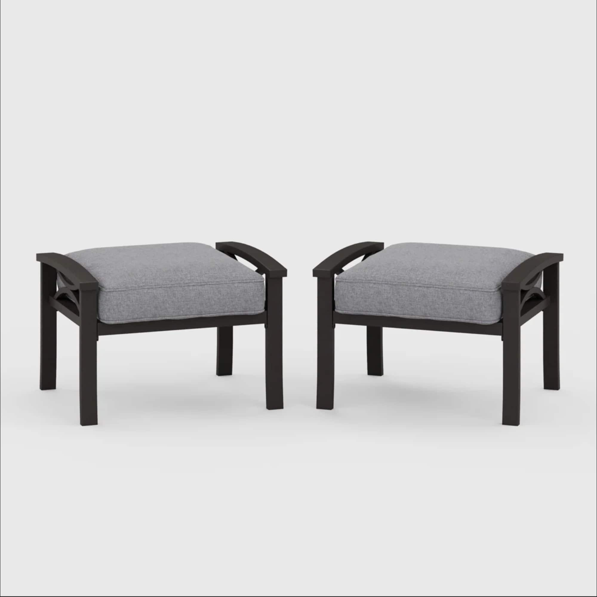 Mondawe - Set of 2 26" Width Metal Ottomans with Cushions - Gray+ khaki