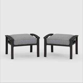 Mondawe - Set of 2 26" Width Metal Ottomans with Cushions - Gray+ khaki