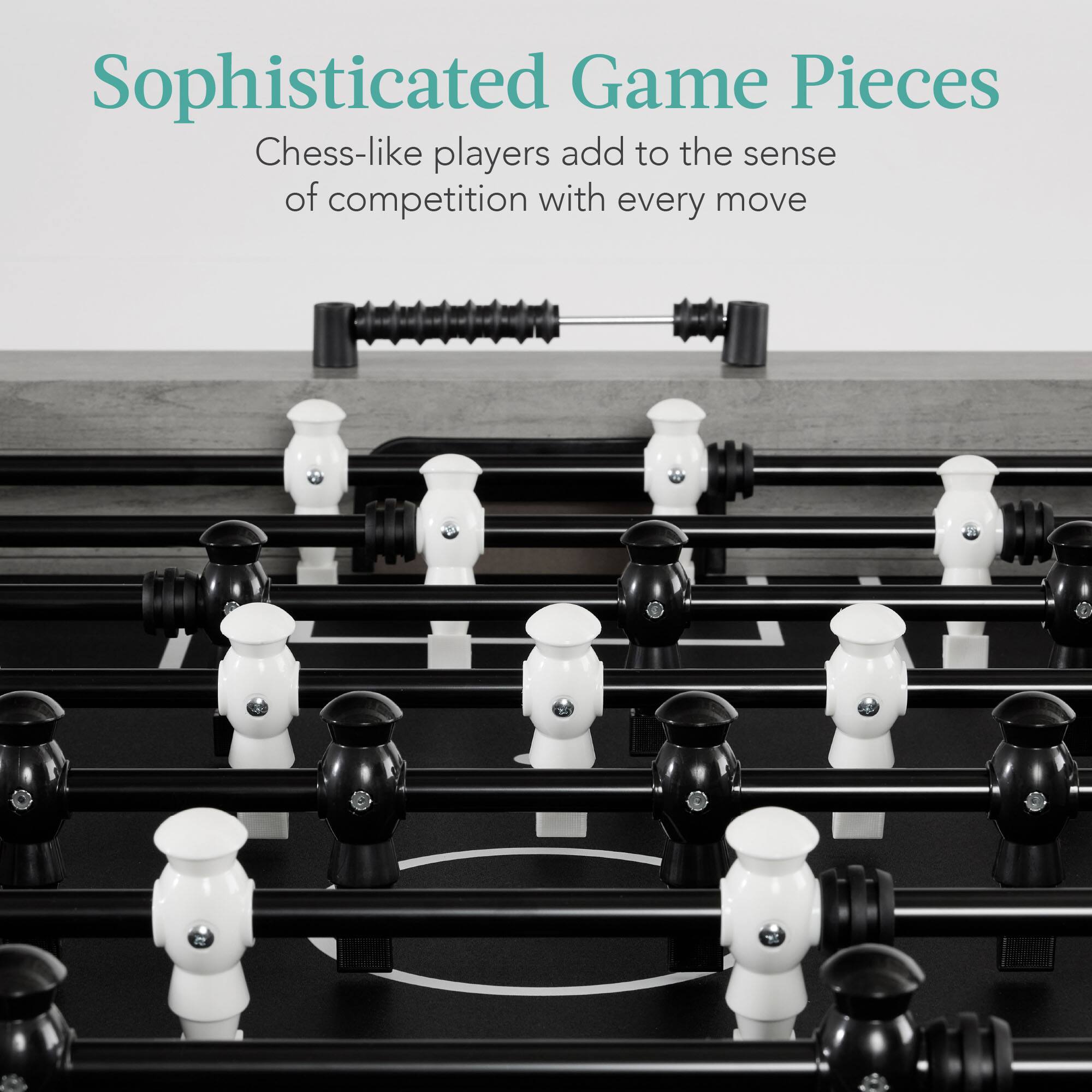 Sophisticated Game Pieces

Chess-like players add to the sense of competition with every move