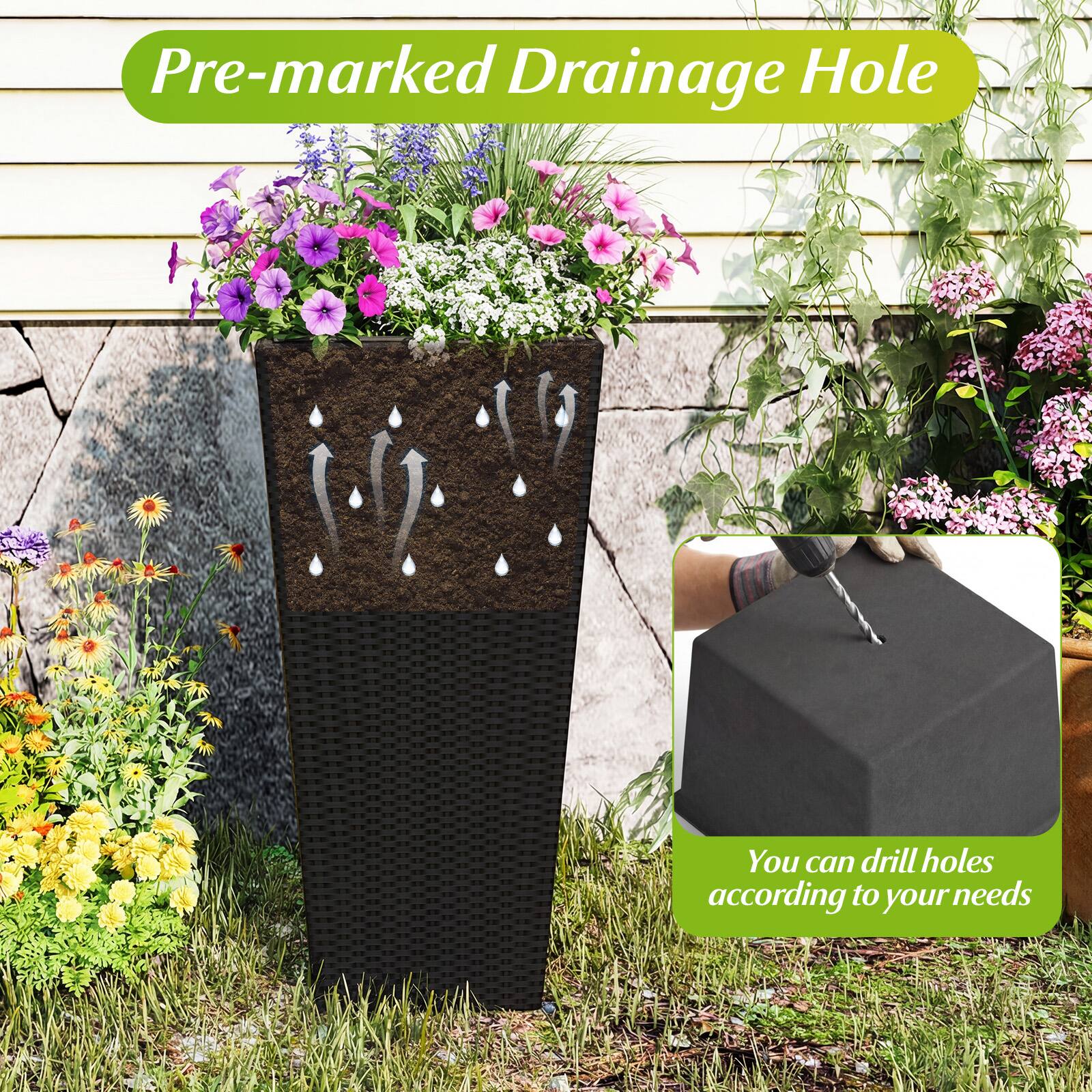 Pre-marked Drainage Hole

You can drill holes according to your needs