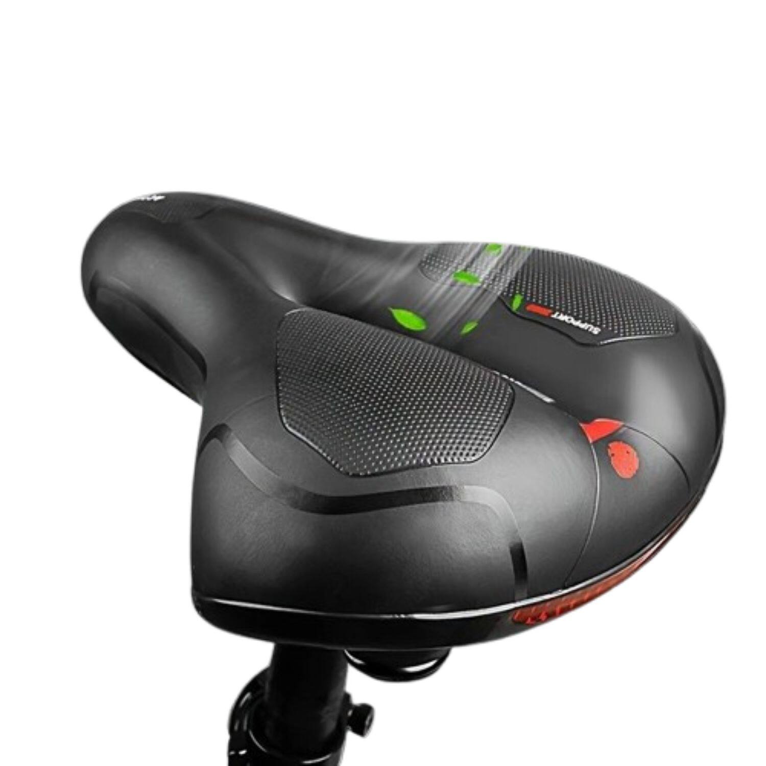 Stock Preferred - Dual Shock Absorption Memory Foam Bike Seat – Comfortable PU Saddle with Breathable Design - Black