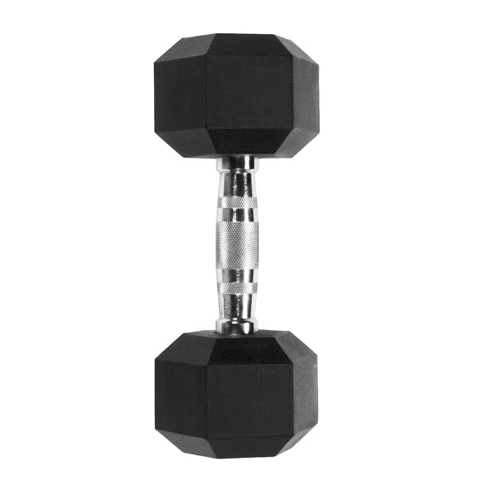 Amber Sporting Goods - Rubber Encased Hex Dumbbell Weight 5lb - Black