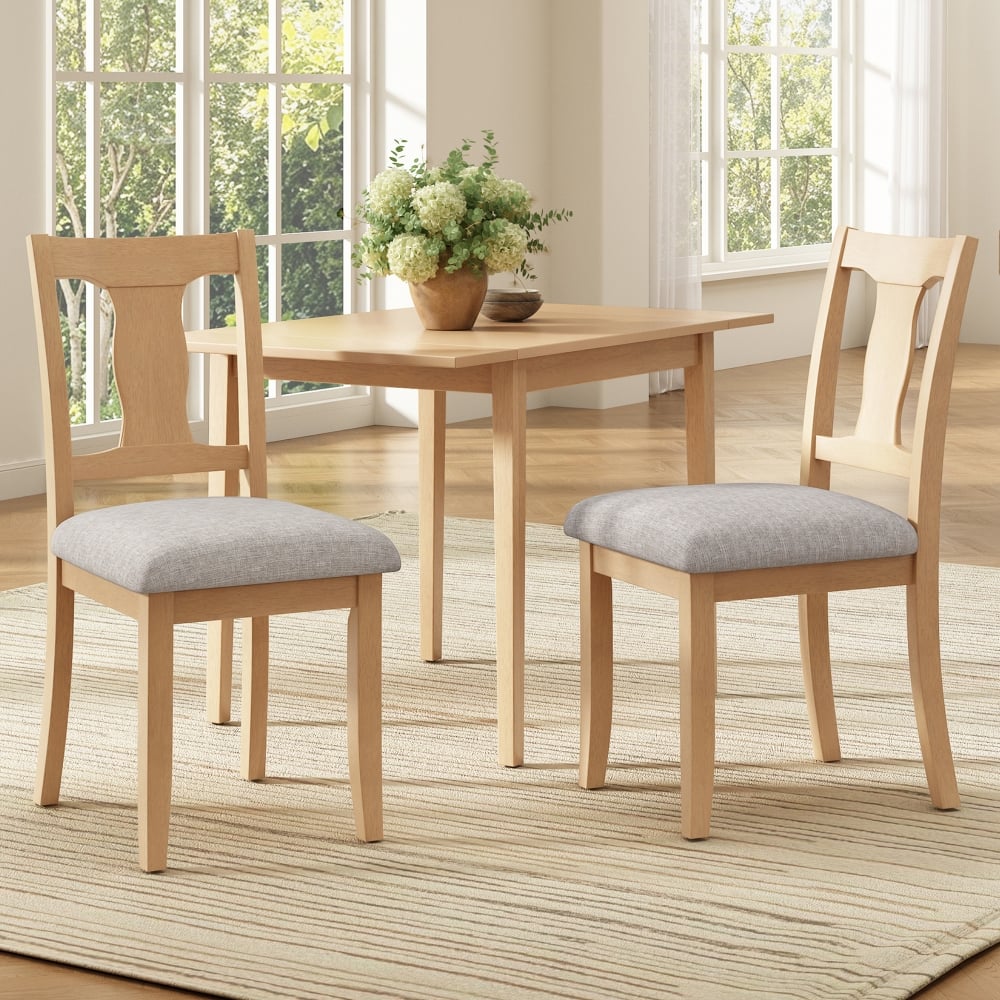 Loheer - Dining Chairs Set of 2, Mid-Century Rubberwood Upholstered Chairs with High Backrest - Beige price history on PriceWatchPro