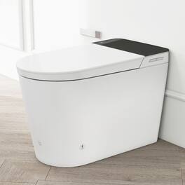 Loheer - Tankless Smart Toilet with Built In Bidet, Heated Seat, Warm Dryer and Remote Control - White and gray
