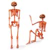 Front. Costway - Costway 5.2FT Poseable Halloween Skeleton Life-Size Decoration with Pumpkin Head - Orange.