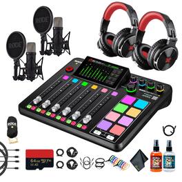 RODE - RODECaster Pro II + Headphones + Podcast Microphone + 64GB Micro SD + More (Bundle)