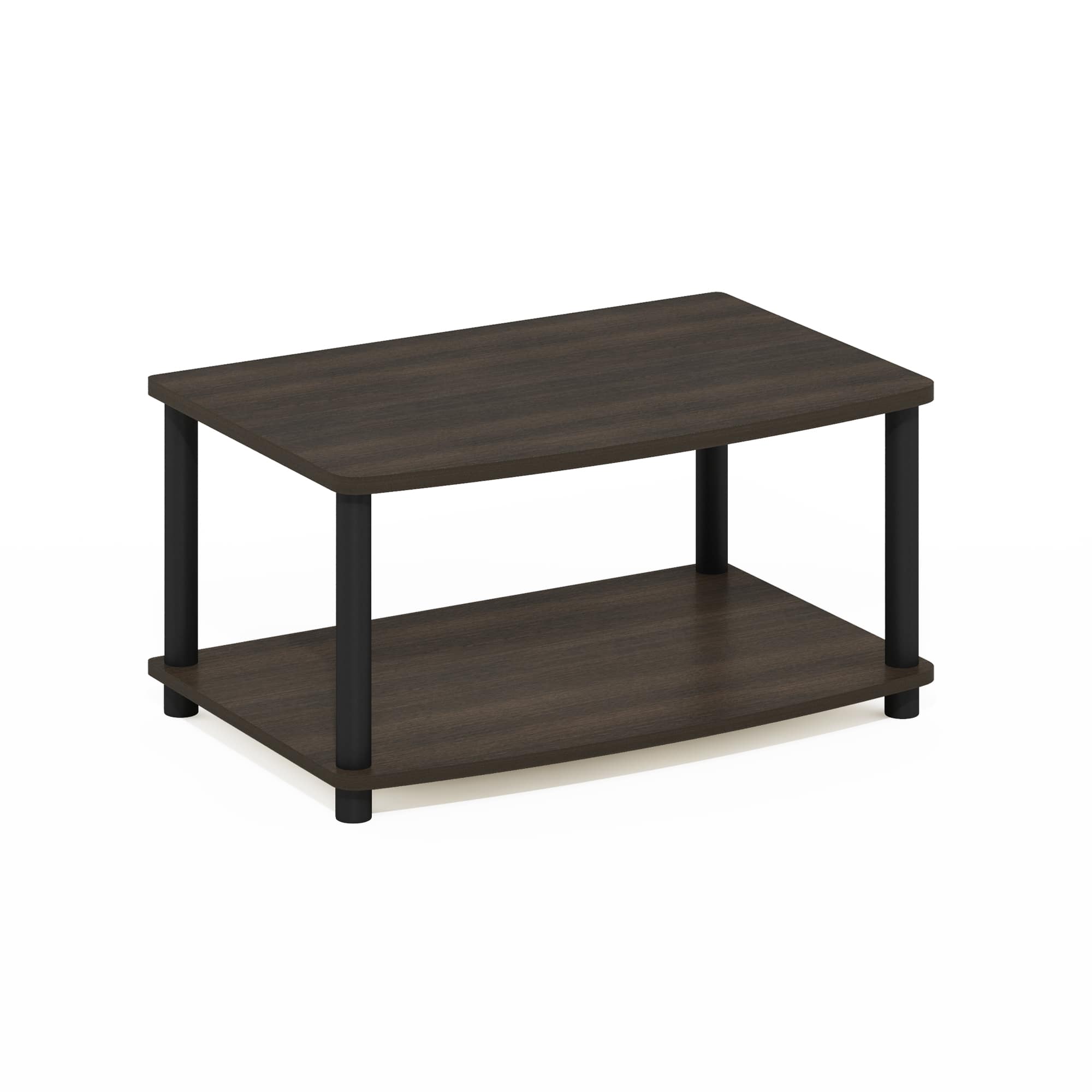 Front. Furinno - Turn-N-Tube No Tools 2-Tier Elevated TV Stands - Dark Brown/Black.