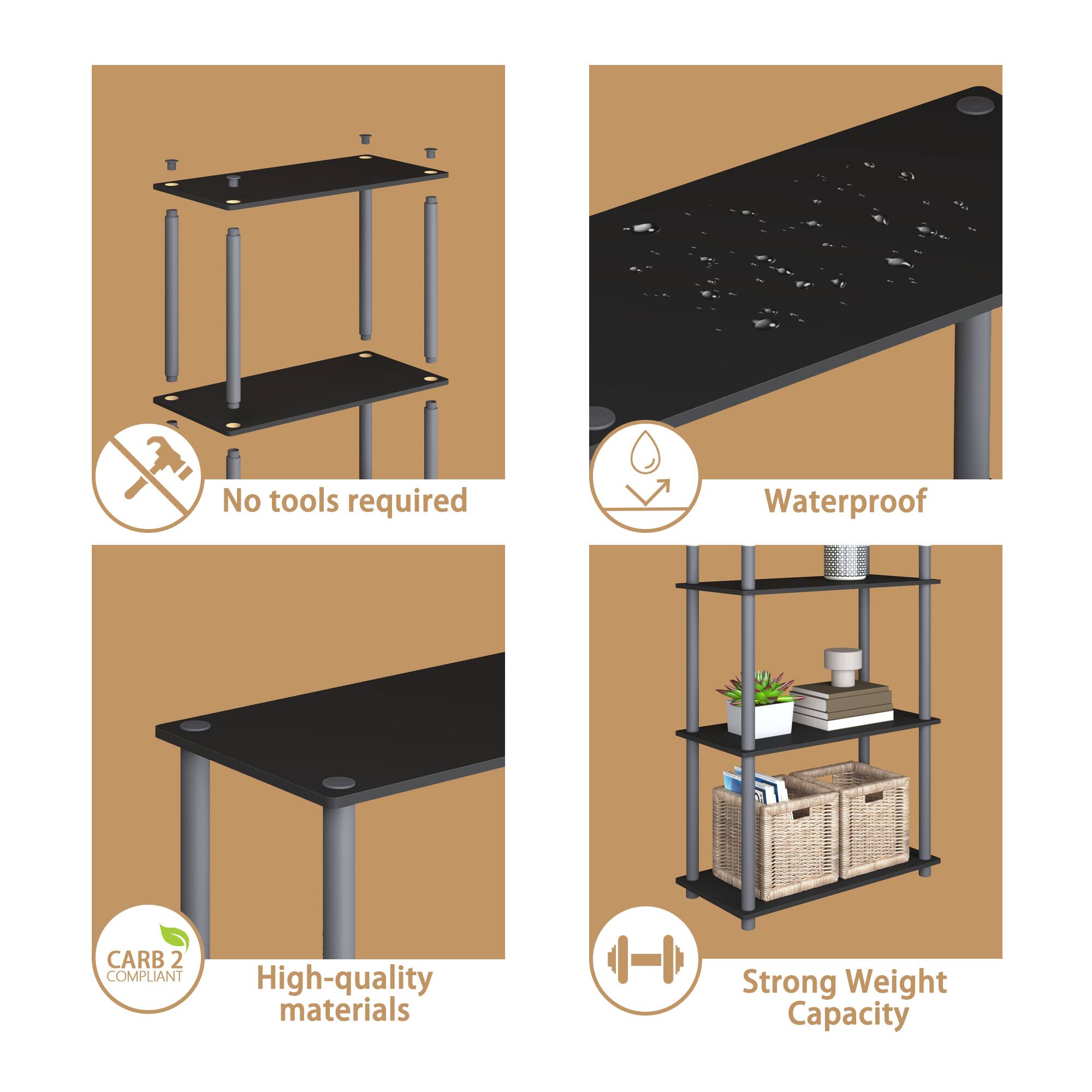 - No tools required
- Waterproof
- CARB 2 COMPLIANT
- High-quality materials
- Strong Weight Capacity