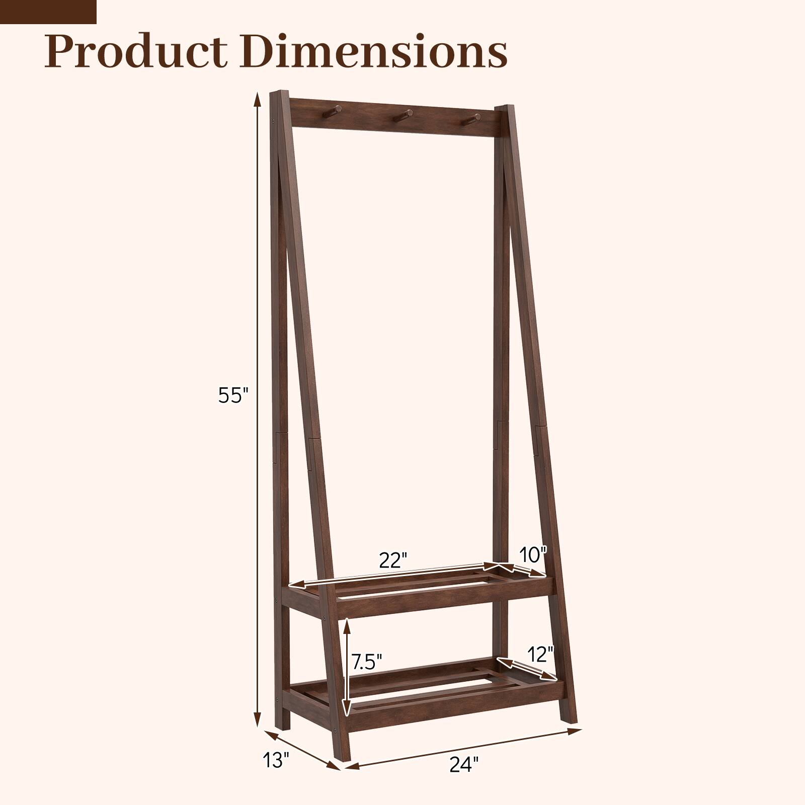 Product Dimensions: 55" x 22" x 10" x 7.5" x 12" x 13" x 24"