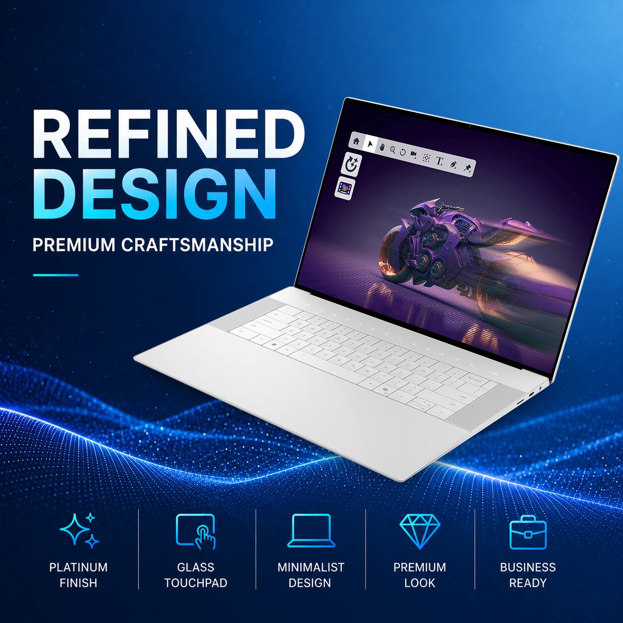 REFINED DESIGN  
PREMIUM CRAFTSMANSHIP  

PLATINUM FINISH  
GLASS TOUCHPAD  
MINIMALIST DESIGN  
PREMIUM LOOK  
BUSINESS READY