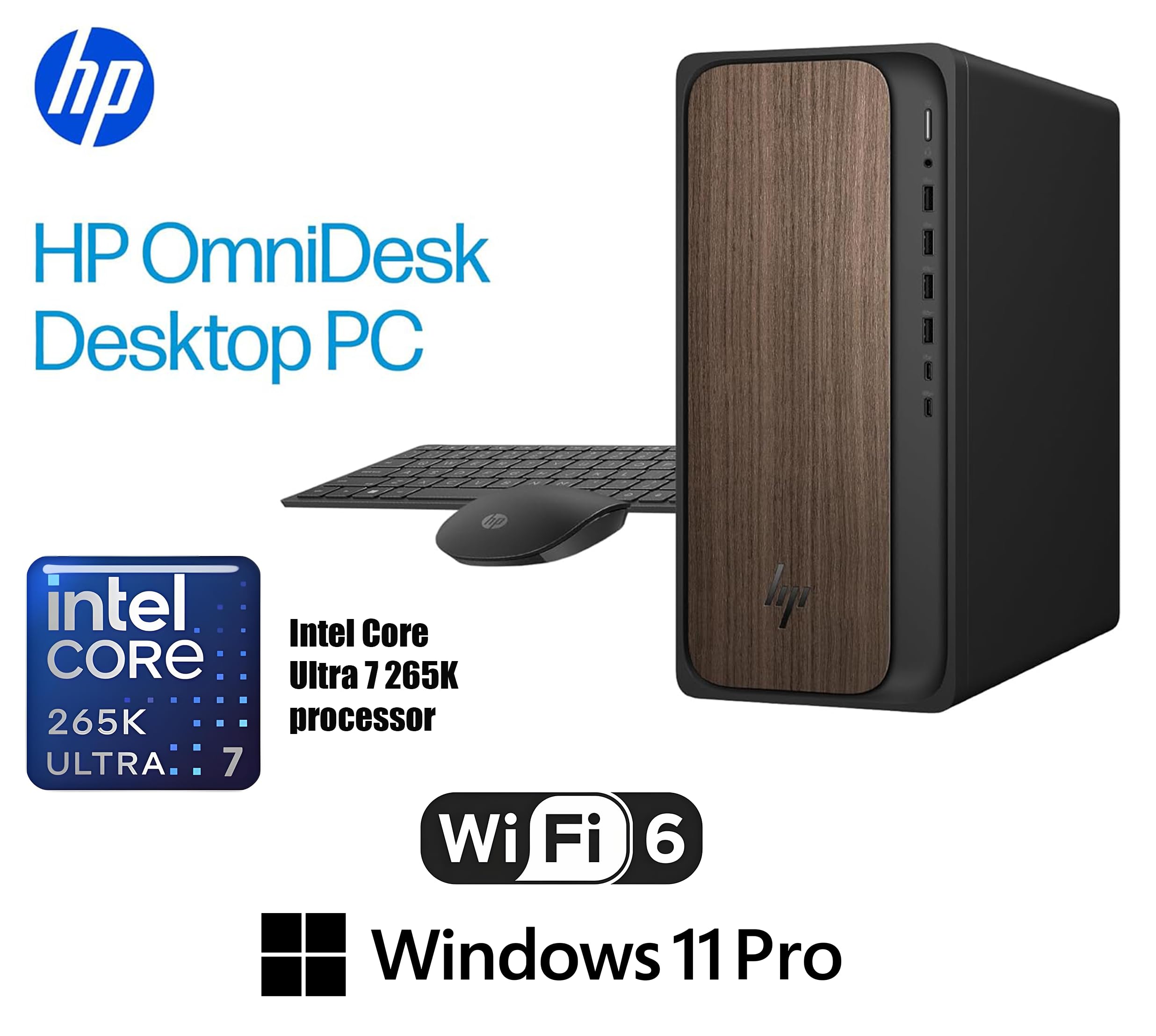 HP OmniDesk Desktop PC  
Intel Core Ultra 7 265K processor  
Wi-Fi 6  
Windows 11 Pro