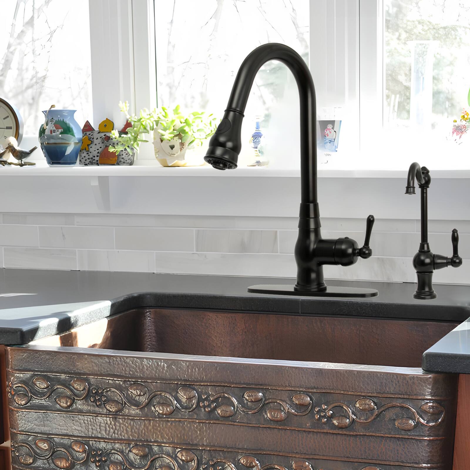Alt View 5. Akicon - Akicon One-Handle Solid Brass Kitchen Drinking Water Filter Faucet in Matte Black - Matte Black.