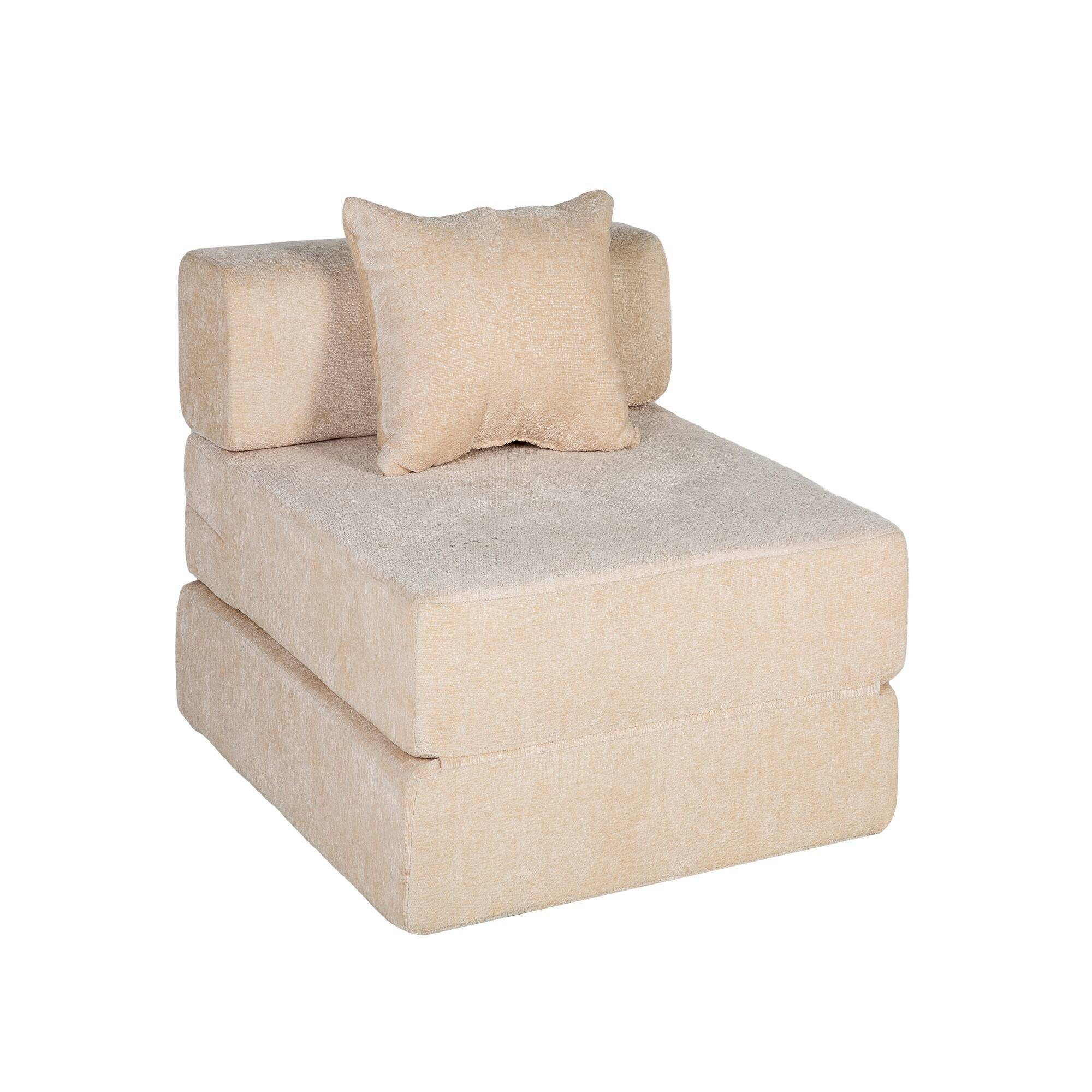 Alt View 5. Boyel Living - Convertible Chenille Floor Lounge Chair and Sleeper - Beige.