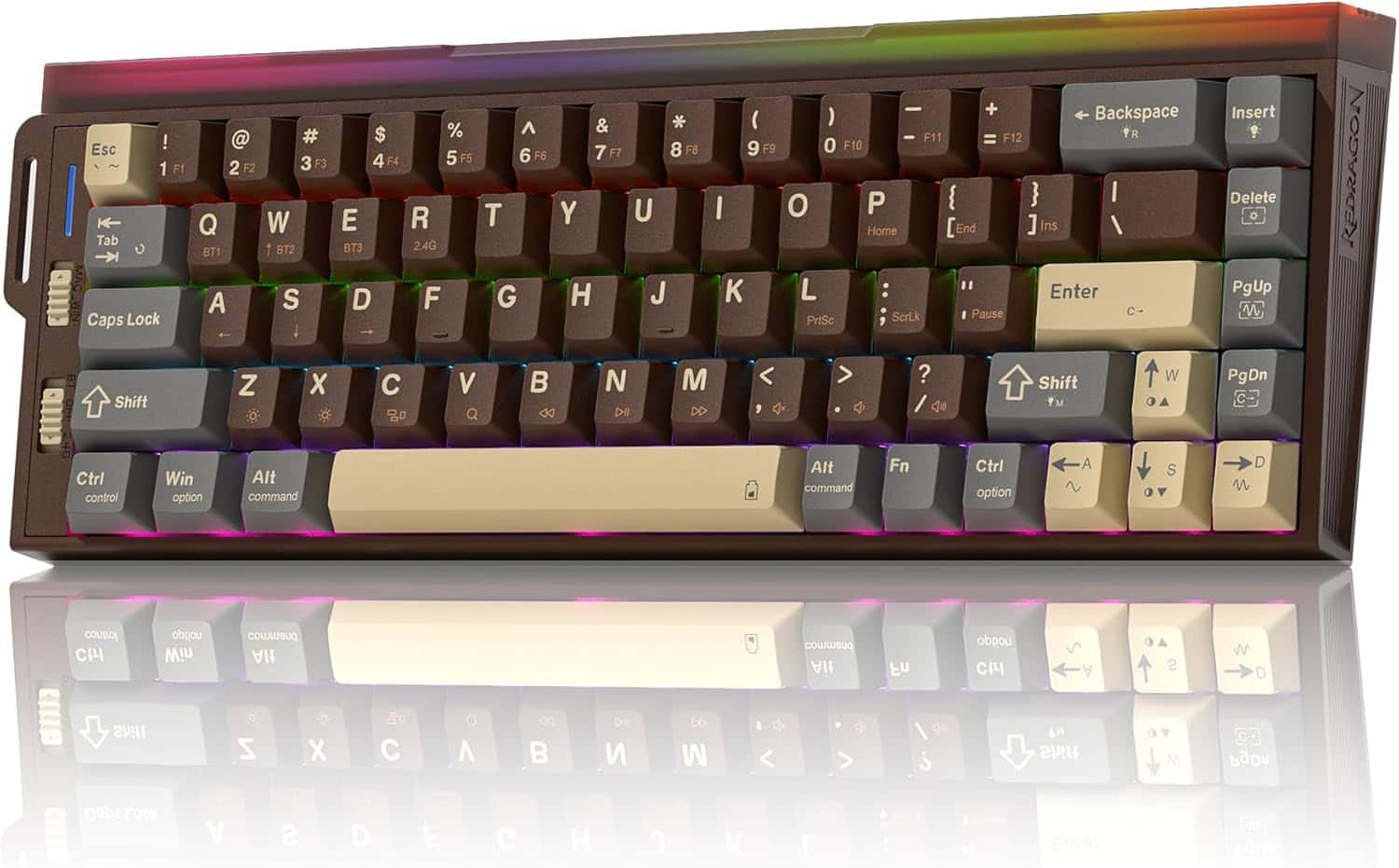 REDRAGON - K752 Wireless Mechanical Keyboard, 60% Gasket Mount Gaming Keyboard with RGB Backlit for PC/Mac - Brown