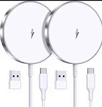 Gravity Ridge - 2-Pack Magnetic Wireless Charger 15W Fast Mag Safe Charger for iPhone 17/16/15/14/13/12 Series & AirPods 3/2 Mag-Safe - White
