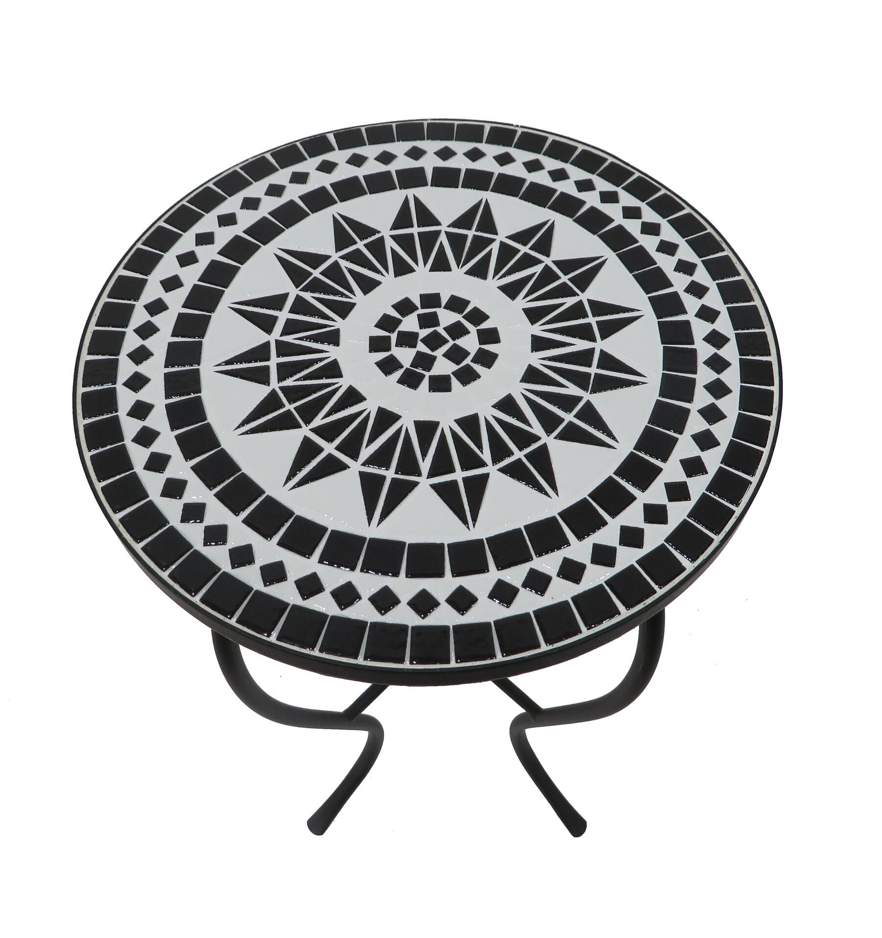 Angle. Jiallo - Mosaic Art Collection Black Lily Accent Table - Black.