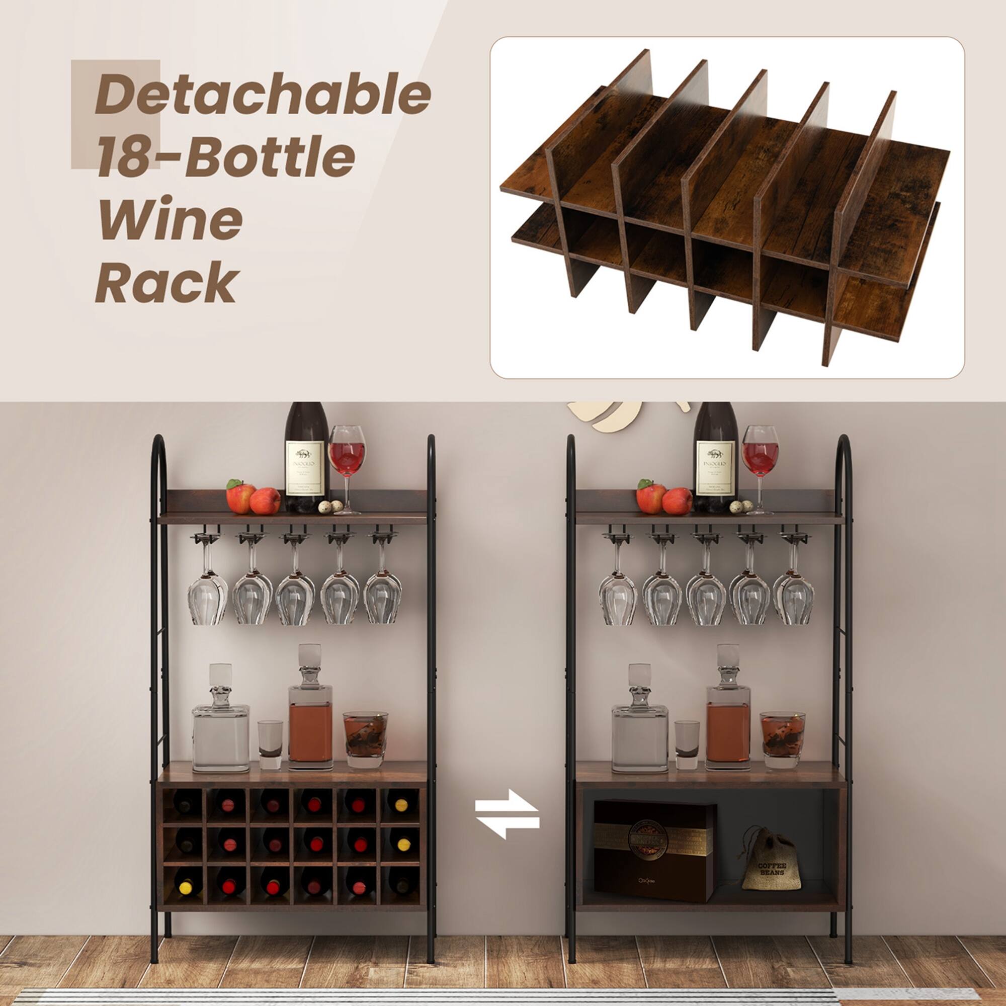 Detachable 18-Bottle Wine Rack
